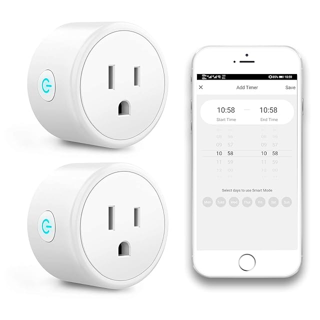 FRANKEVER Smart Plug No Hub Required Wi-Fi Smart Mini Socket Outlet 2 Pack Compatible with Alexa Google Home