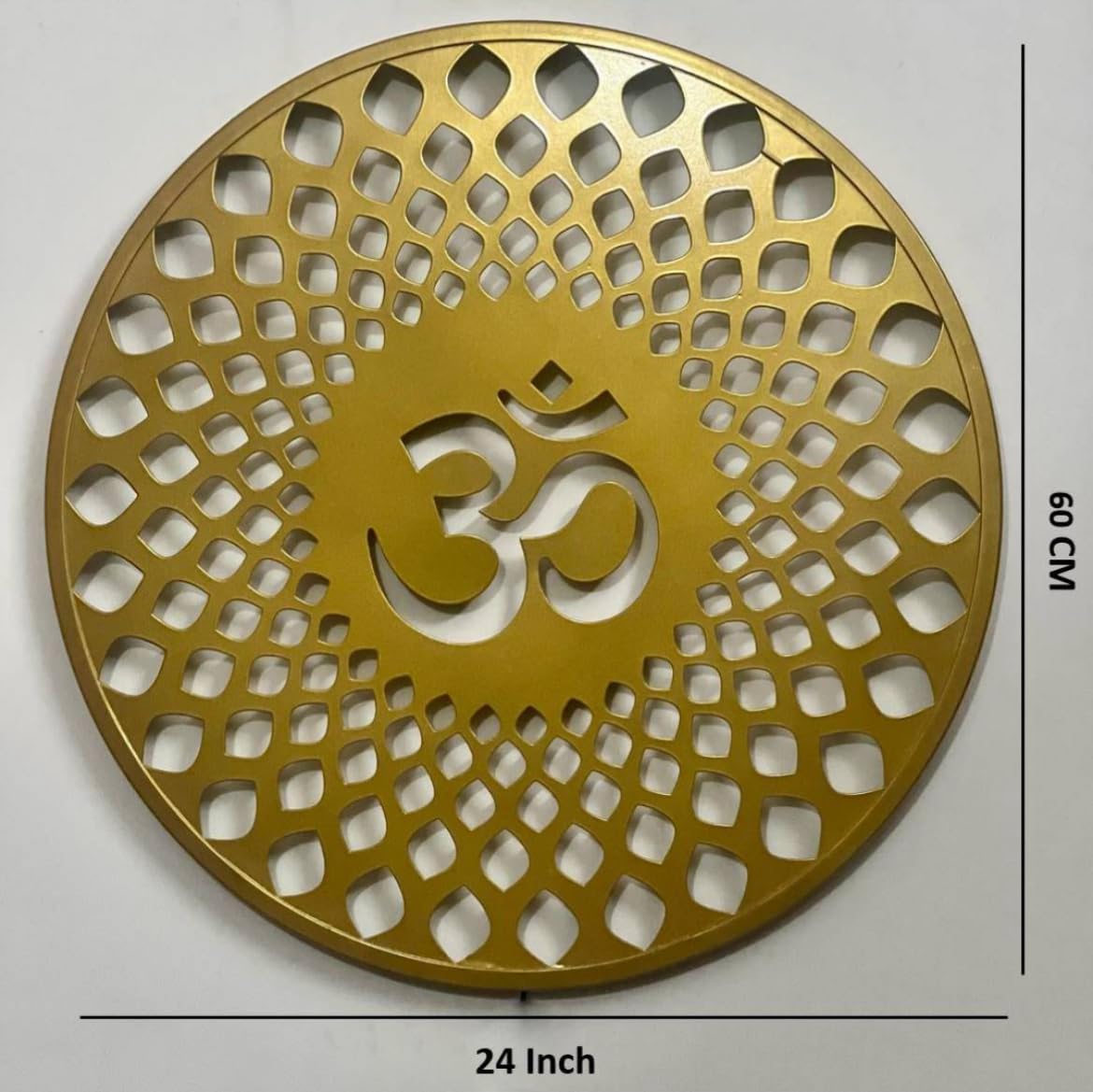 Lavish Home Decore OM Metal Wall Art For Temple, Living Room, Office, Hotel, Home Decor Items, Gift Item, Mandala Wall Hanging For House Decor (24 Inches, LED Backlite,Gold) (Gold) 4