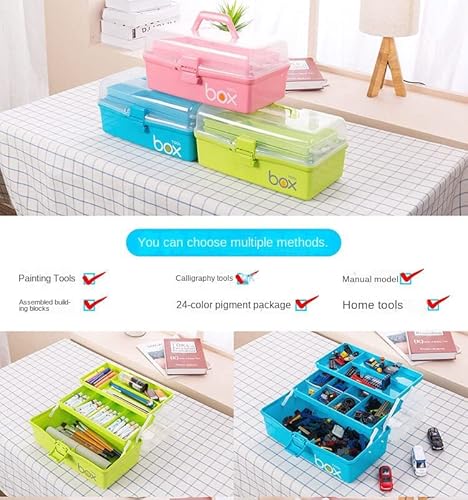 Eeaassty Plastic Sewing Storage Box With Handle, 3 Levels, Can Be Used For Art Supplies Storage, Sewing, Medicine, Tools, Cosmetics, Toys And Stationery Boxes (Blue 12In) #TOP5