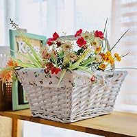 Vista 5 de Cesta de regalo de mimbre de color blanco con asas plegables dobles, Kingwillow (blanco)