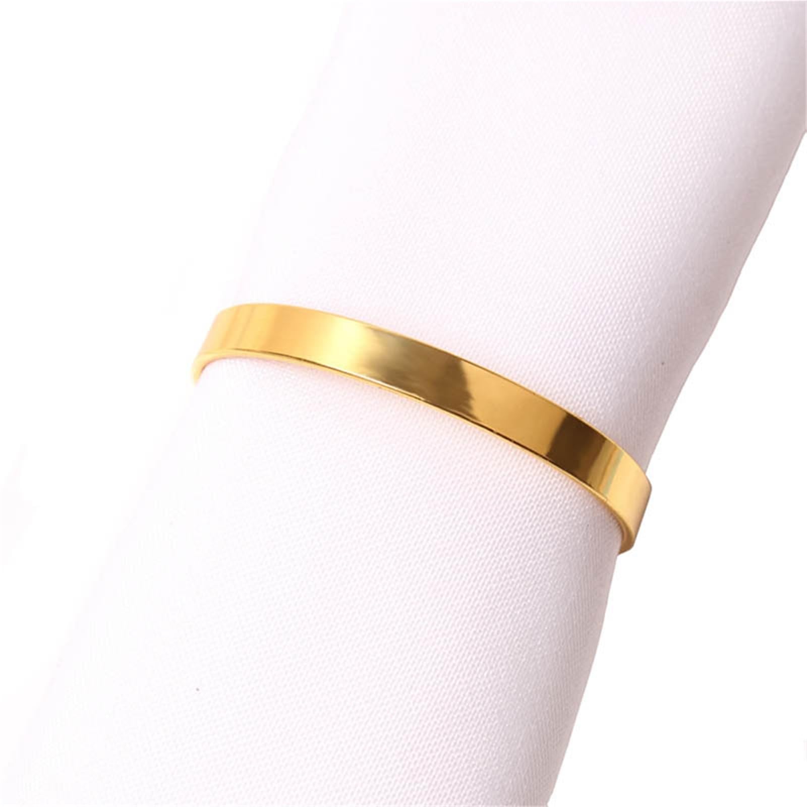 Gold Napkin Rings 30pcs, Simple Metal Serviette Holders for Wedding Banquet Decor