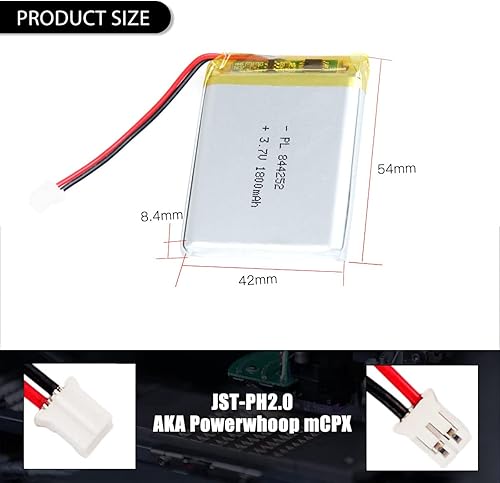 Miniatura 3 de Batería recargable del ion del polímero de litio de la batería de 3.7V 1800mAh 844252 Lipo con el conector JST