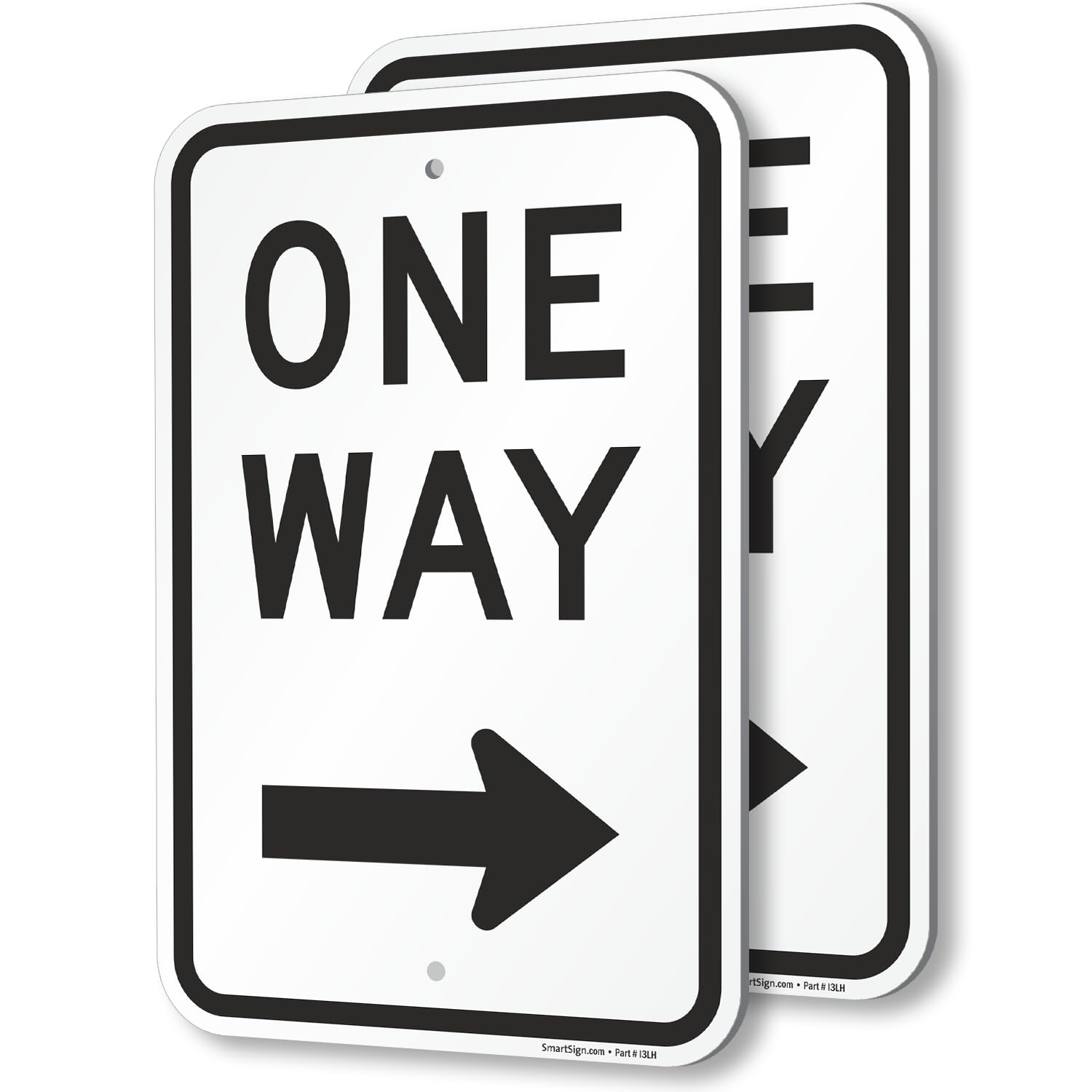 SmartSign (Pack of 2) 18 x 12 inch "One Way" Sign with Right Arrow, 120 mil Thick Aluminum Composite (ACM), Engineer Grade Reflective Material, Black