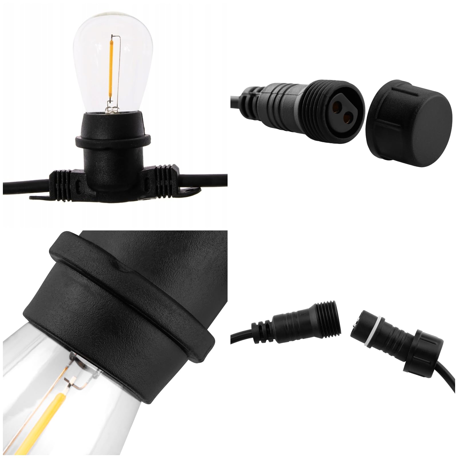 Lumiled Lichterkette Außen 15 Meter mit 30 E27 LED 1W Glühbirne Warmweiß 2700K 230V Birnen für Garten Biergarten Party Hochzeit Dekoration Terrasse verlängerbar mit Strom