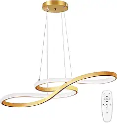 Luminária Pendente De LED Moderna E Regulável, Pendente Luminária De Cozinha Embutida, Luminária Pendente Com Nota Dourada, 3000K-6000K