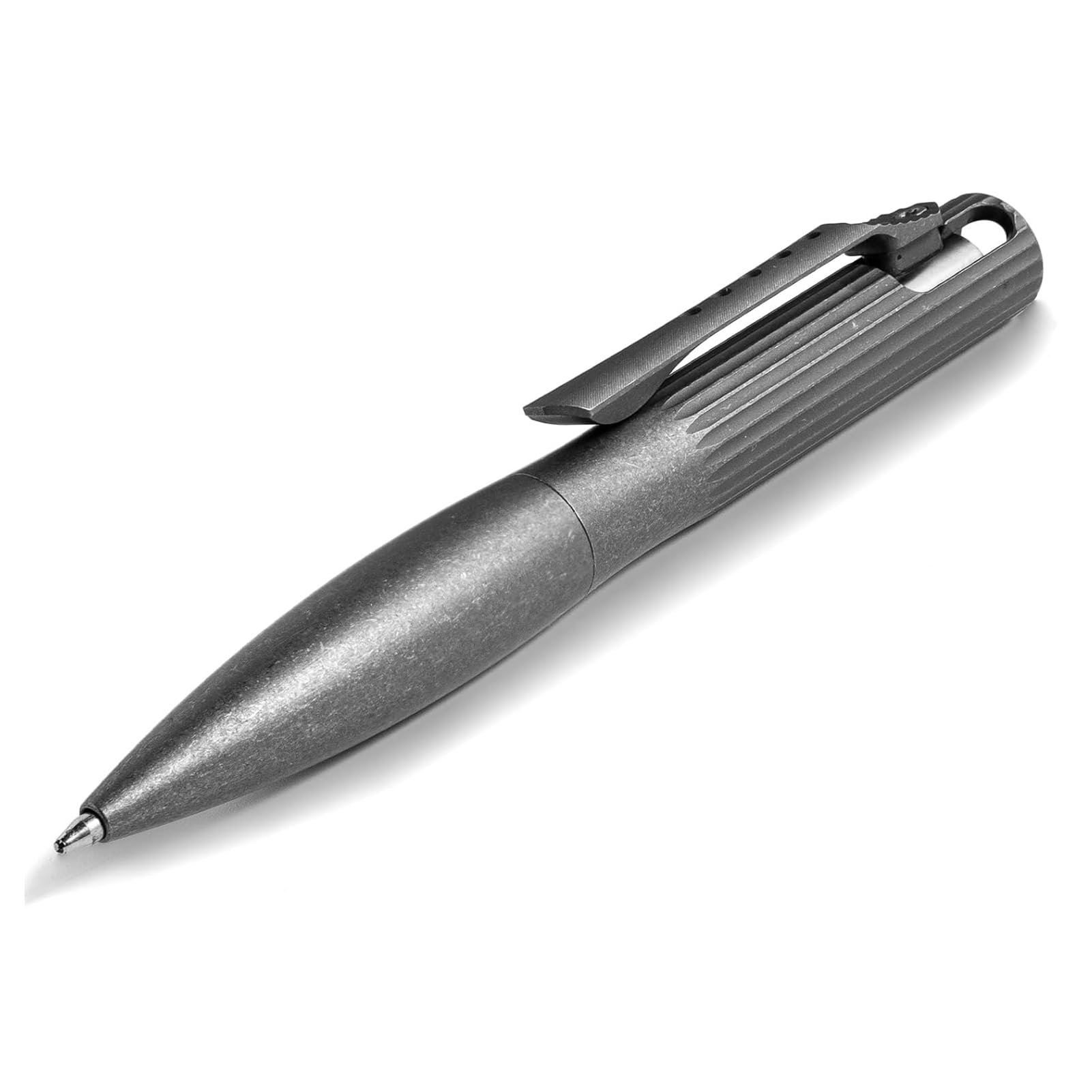 TIMULTI チタン ボールペン ボルトアクション 格納式 メタリックペン 短い 高級 ボールペン 詰め替えポケットペン 毎日の持ち運びに (チタン/艶消し)