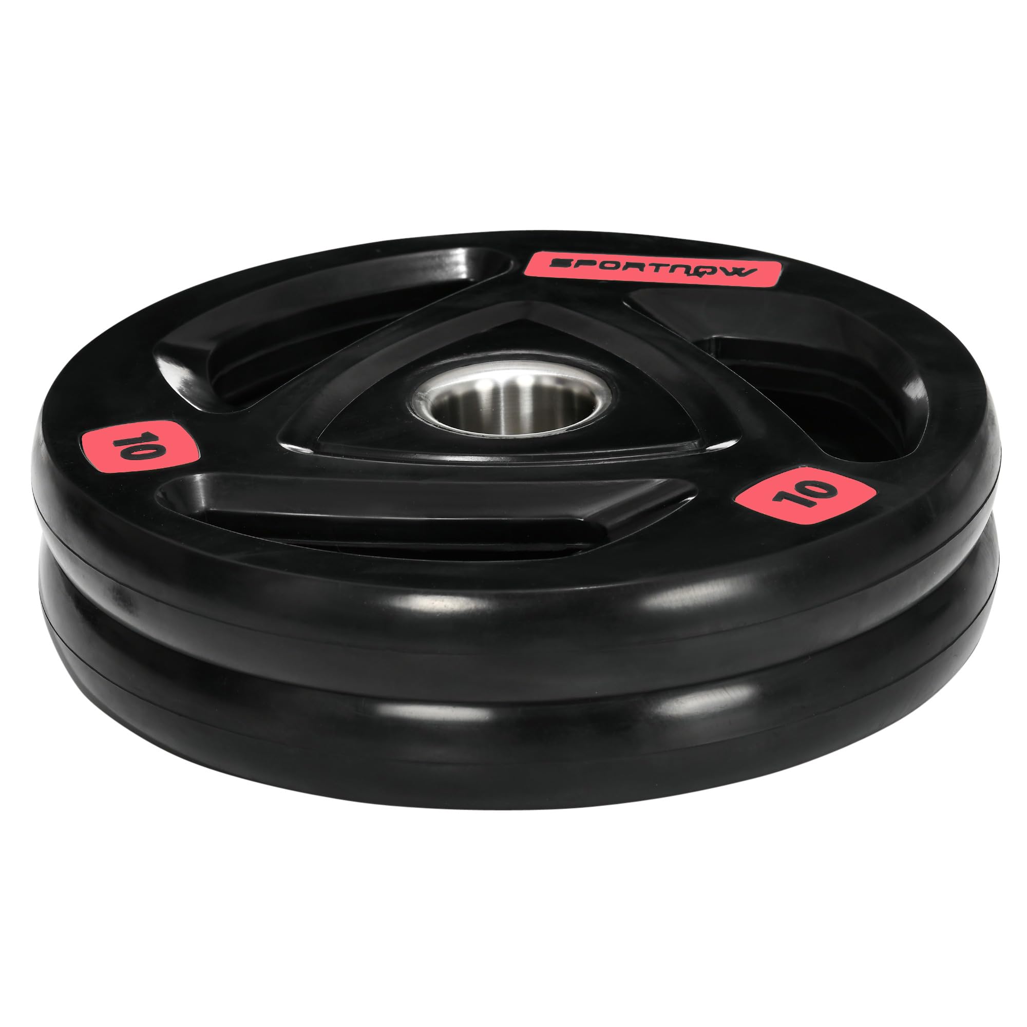 SPORTNOW Set di 2 Dischi Pesi da 2x5/10/15/20kg in Acciaio con Rivestimento in Gomma, Foro Ø5cm per Bilanciere e Impugnature per Uso Manuale
