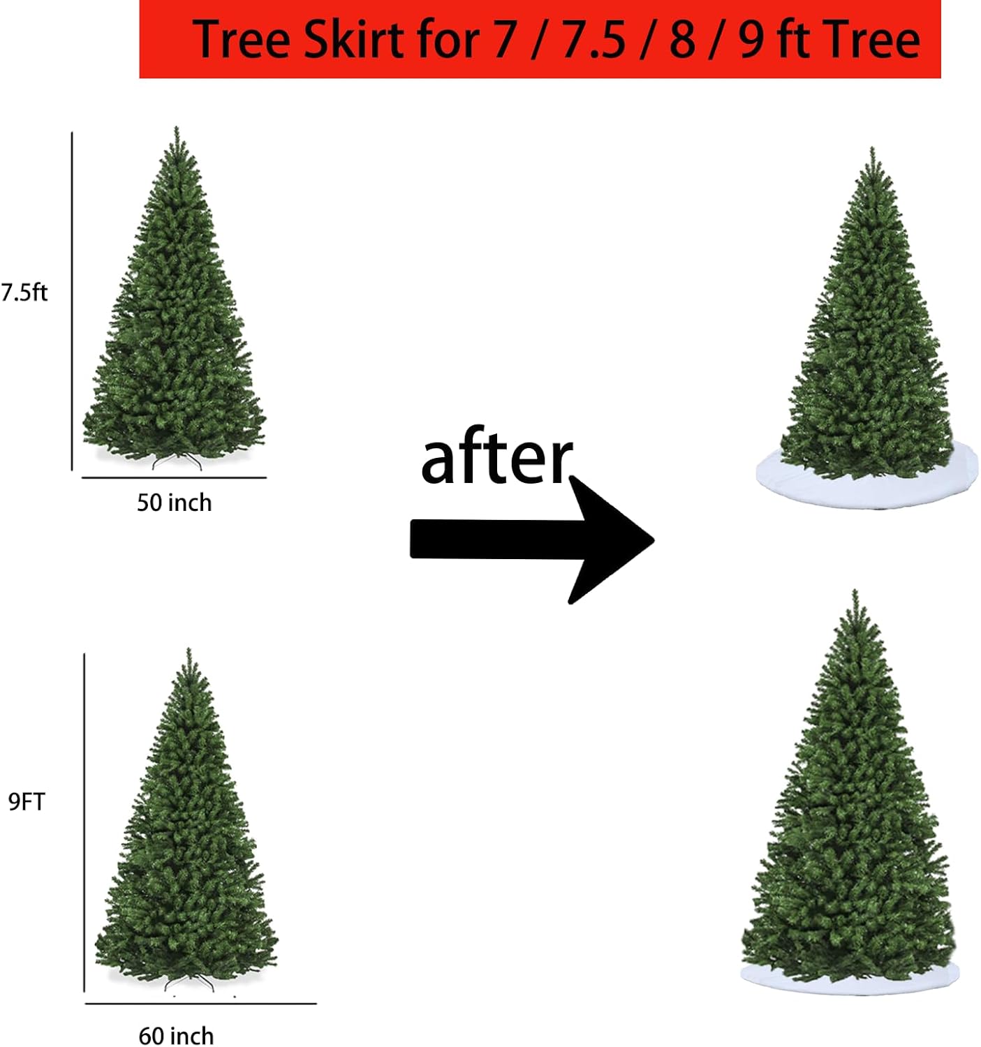 60 Inch White Christmas Tree Skirt, Faux Fur Large Christmas Tree Skirt Holiday Xmas Decorations