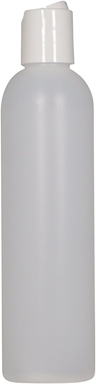 WM (Bulk Set of 6) 8 oz Natural Refillable, Reusable, Empty Plastic Bottle Press Disk Cap – Mfg. USA. Used in DIY Oils, Soap, Shampoo, Lotion, Cosmetics, Aromatherapy and More