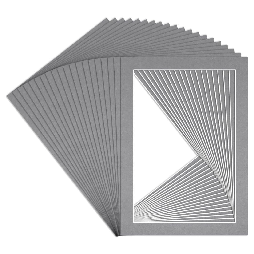 Procut Global 7x5" Mid Grey Picture Mounts to Fit 6x4" Aperture - Precision Cut Cardboard Photo Mount - Ideal for Frames, Prints, Artwork & Certificates - Sizes & Colours Available - 20 Pack