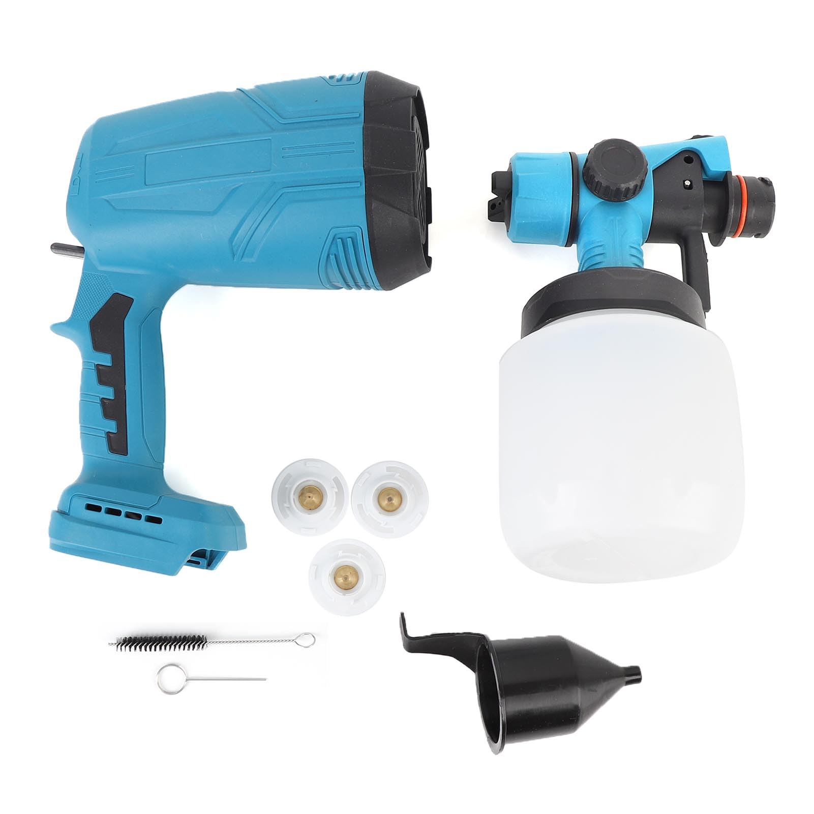 Topiky Bezprzewodowy Pistolet do Malowania Natryskowego 200 W, Zasilany Akumulatorowo, Elektryczny Pistolet do Malowania z Pojemnikiem 800 Ml, 4 Dysze, 3 Wzory Natryskiwania Ogrodzenia Meblowego,