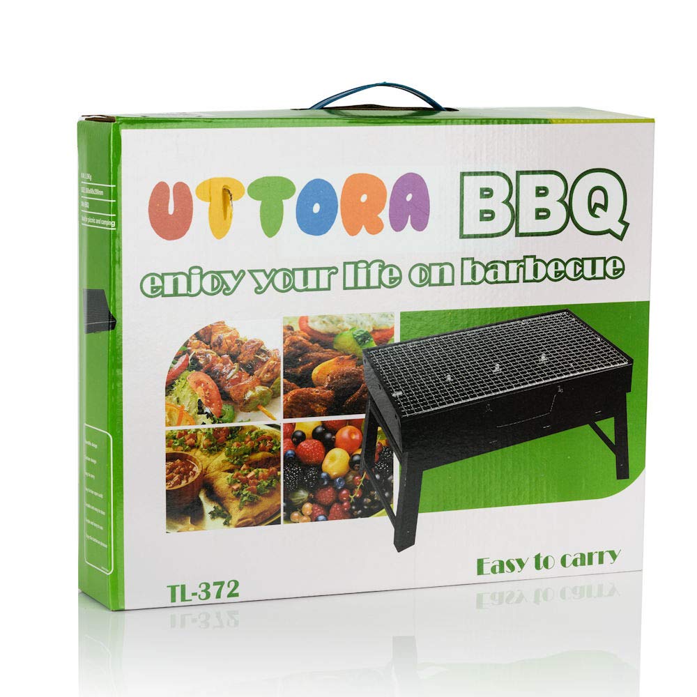 Kleine draagbare barbecue, houtskool, verstelbaar in 4