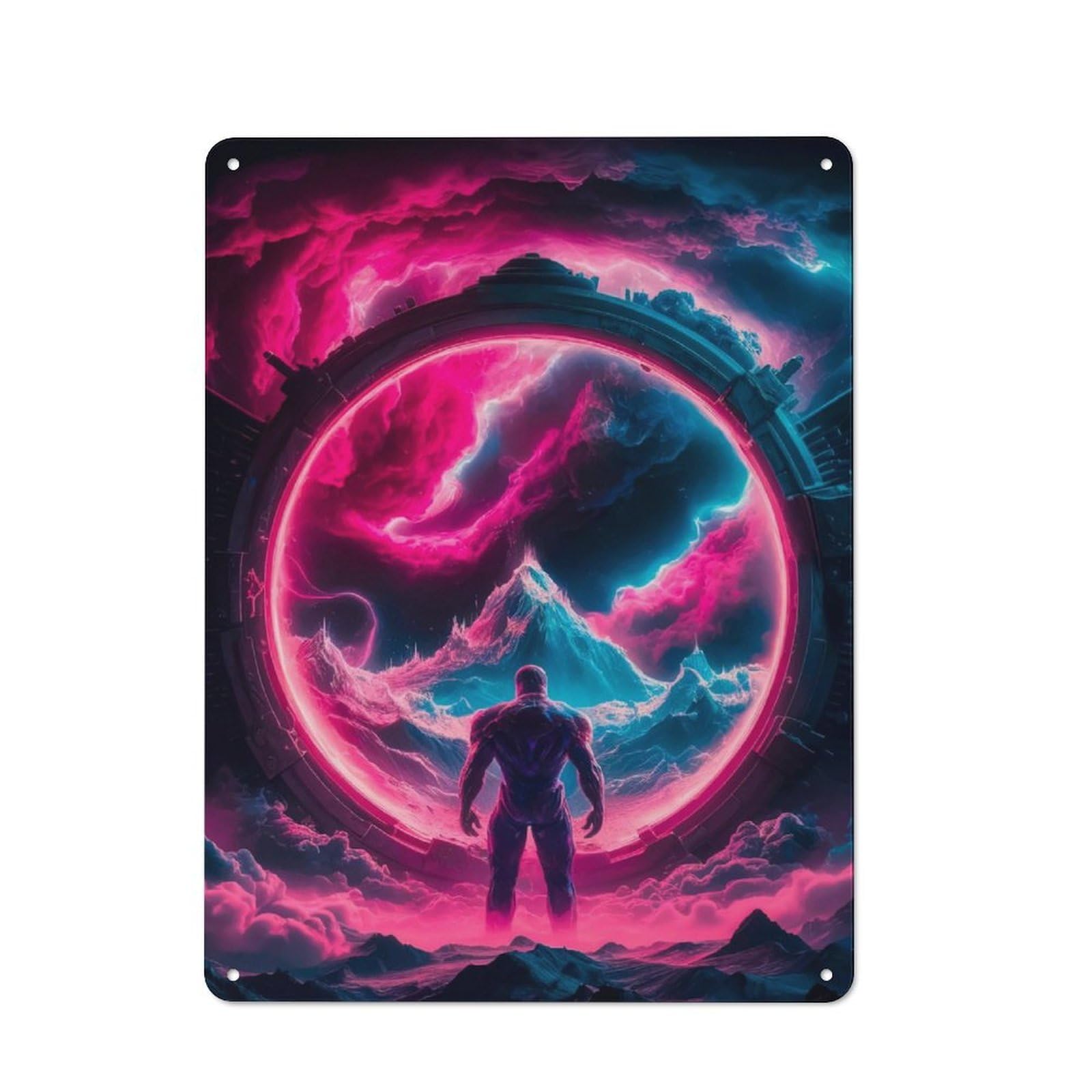 Junmoney Guardian Of The Portal Vintage Metal Sign With Design 40X30cm, Rustic Bar Wall Plaque For Bar, Kitchen, Garage Or Games Room