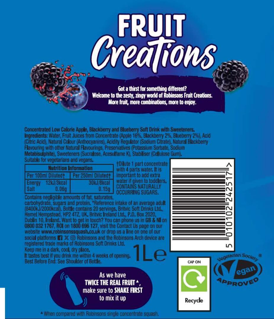 Amazon.com : Robinsons Rich Blackberry & Blueberry Fruit Squash