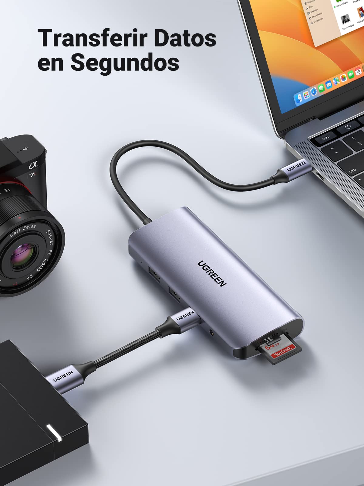 UGREEN Revodok USB C Docking Station Dual Display 10 IN 1 USB C Hub con HDMI, VGA, 3 x USB 3.0, PD 100W, Gigabit Ethernet, 3,5 mm Aux, SD/TF Compatible con MacBook Pro/Air, Surface, etc.