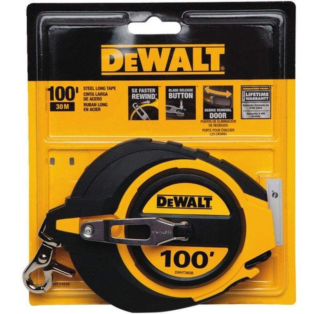 DEWALT Cinta métrica, estuche cerrado, 100 pies (DWHT34036L), amarillo