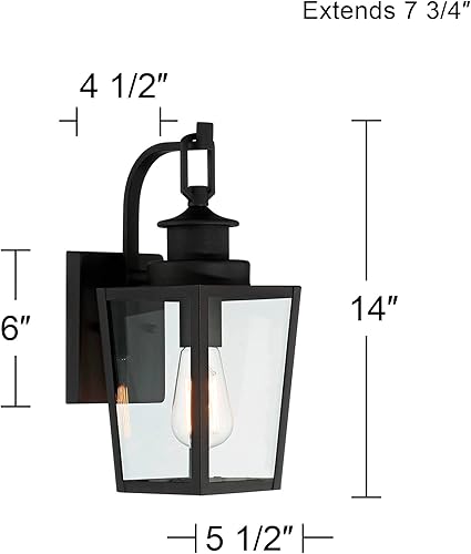 Miniatura 4 de Possini Euro Design Ackerly - Farol rústico de 14 pulgadas de alto para exteriores, lámpara de pared para porche, casa, exterior, bombilla Edison
