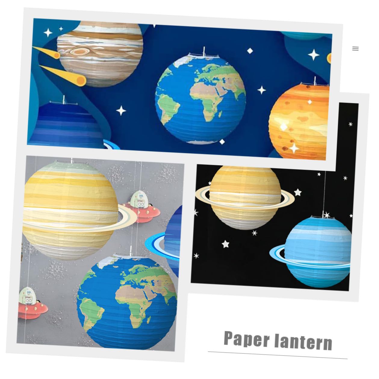 GLEAVI 8 Stück Weltraum Party Deko Hängende Planeten Papierlaternen in Braun Rot Blau Gold Raum Laternen für Kindergeburtstag Klassenzimmer Weltraum Themenparty
