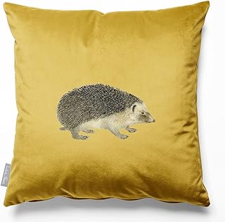 Izabela Peters Cushions With Covers Included, Filled Cushion, Eco-Friendly Velvet Cushions, 60 cm, Hedgehog - Mustard, Chair Cushions, Sofa Cushions, Seat Cushions, Large Cushions