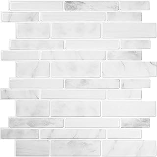 Vamos Tile 10-Sheet Kitchen Backsplash Peel and Stick Tiles, 12”X12” Self Adhesive Thicker Wall Tiles, Stick on Backsplash for Kitchen & Bathroom (Thicker Design)