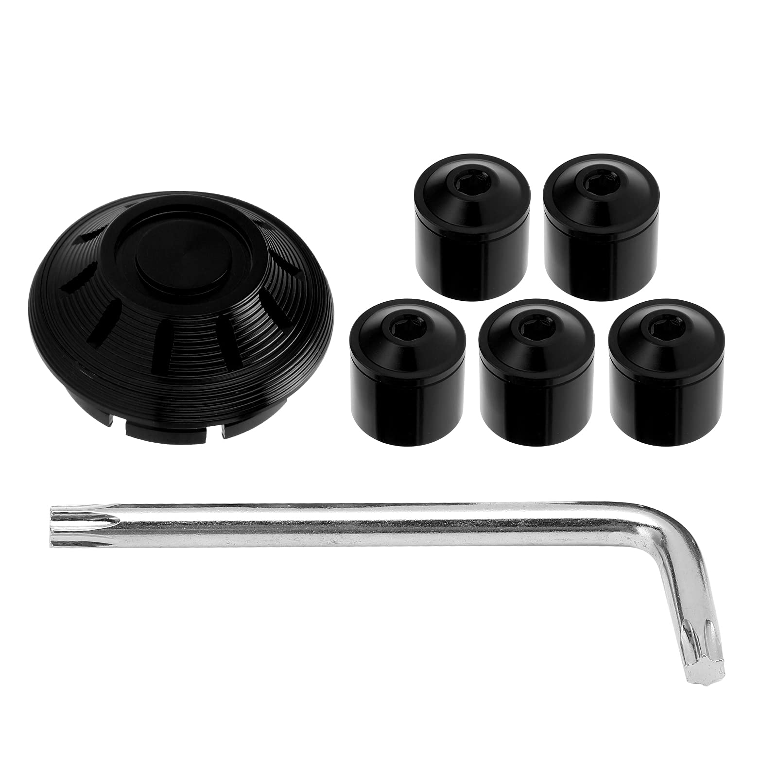 Dioche 6 Pezzi di Ricambio per Copertura Laterale della Ruota del Coprimozzo del Motociclo per GTS GTV 250 300 - Colore, Lega di Alluminio e Design Elegante (Un nero)