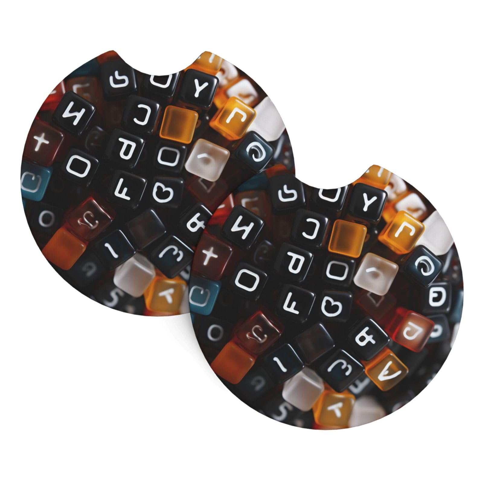 2PCS Car Coaster for Cup Holders Universal Auto Cup Mat Cube Beads Cup Coaster Pad 2.7" Waterproof Neoprene Non-Slip Cup Holder Coasters Car Interior Accessories for Women Men