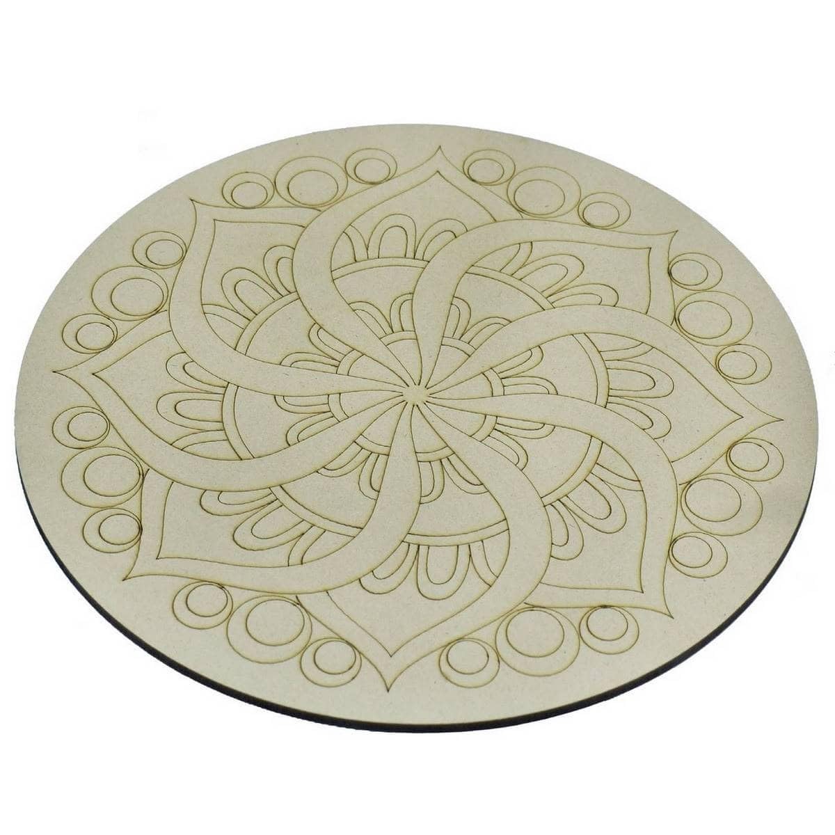 Pre Marked Wooden Board, Art Craft MDF Wooden Art Boards Rangoli Design, Painting Craft Work Home, Room Decor Artistic Work Art Craft for Children or Adult with Water Color (25 cm) (10 Inch)-image-45