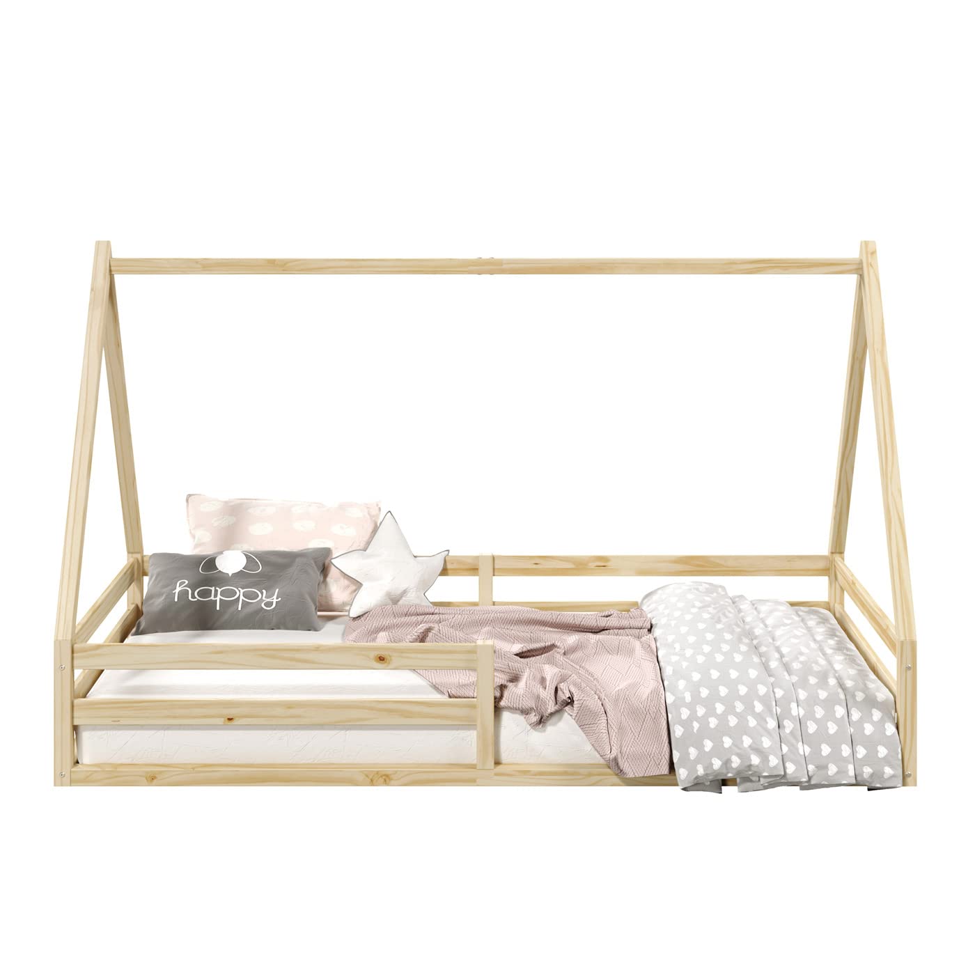 IDIMEX Lit cabane SILA 90x190 cm, lit Simple Enfant 1 Place Type Montessori, en pin Massif Finition Naturelle
