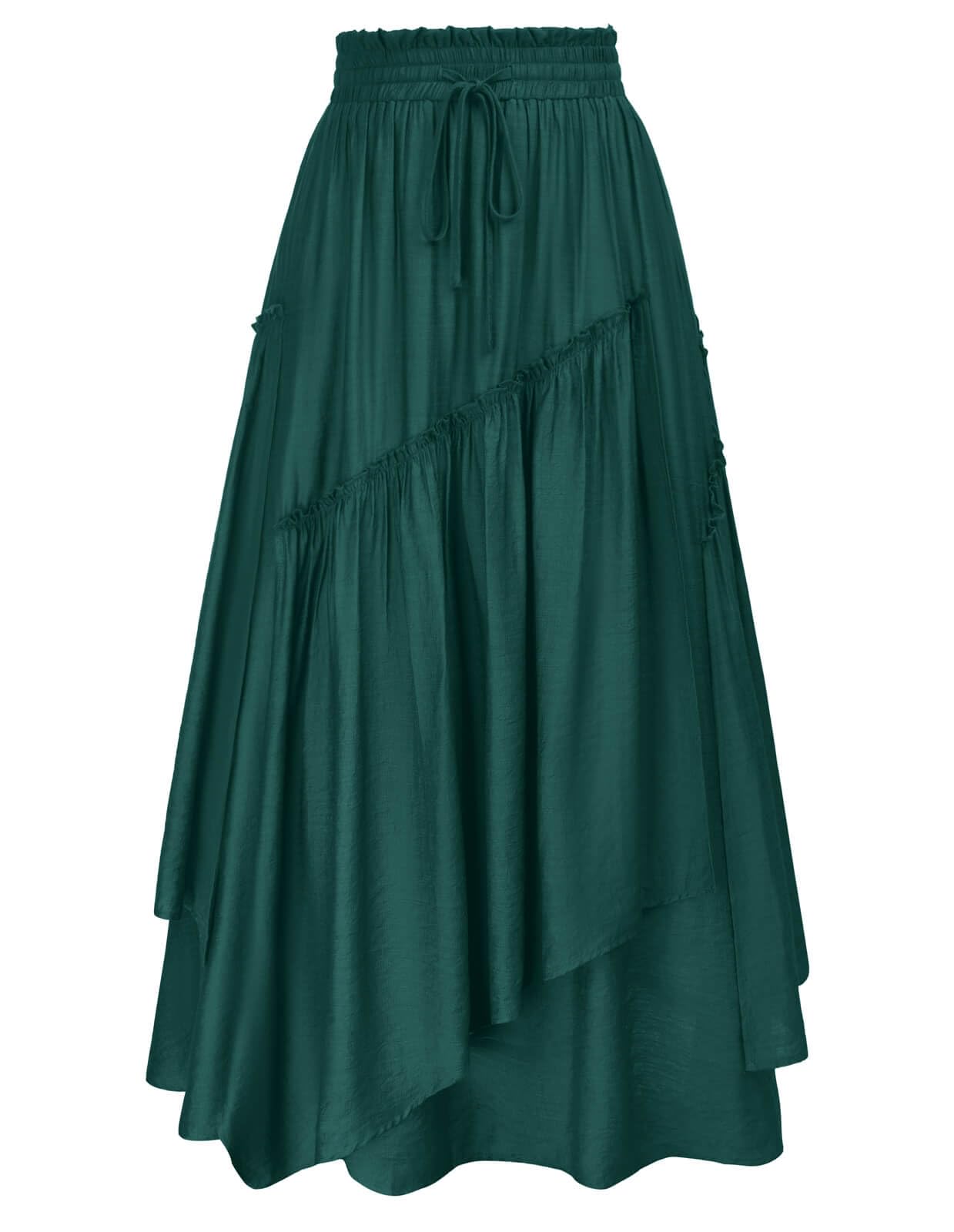 Jupe longue Renaissance taille M : maxijuke verte style pirate