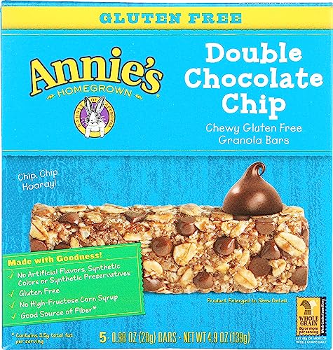 Image of Annie's Gluten-Free Double Chocolate Chip Chewy Granola Bars, 5 Count (4.9 oz) (Pack of 12)