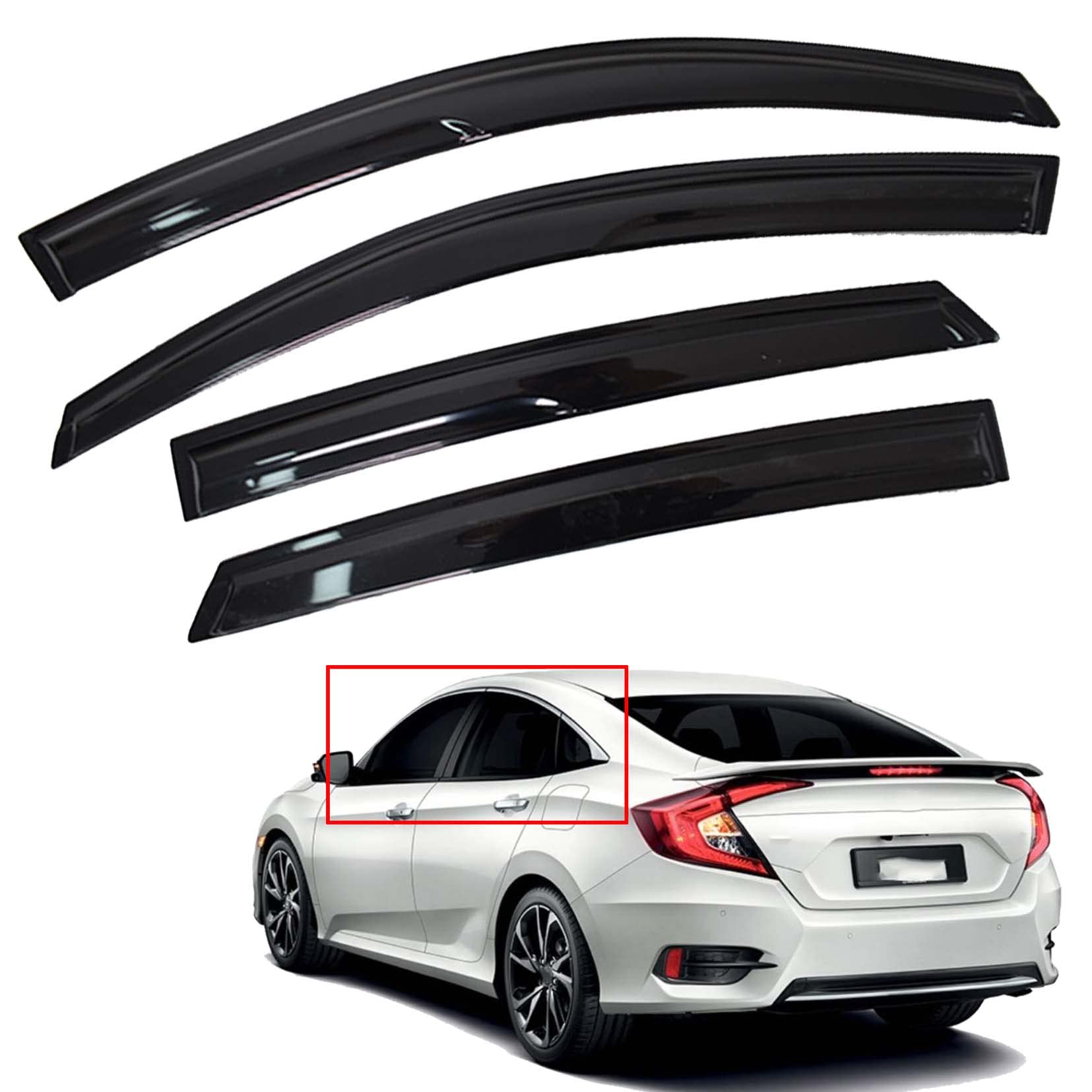 SEBLAFF 4PCS Window Visors Vent Rain Guard Shade Deflector Replacement for 2016-2020 Civic Sedan