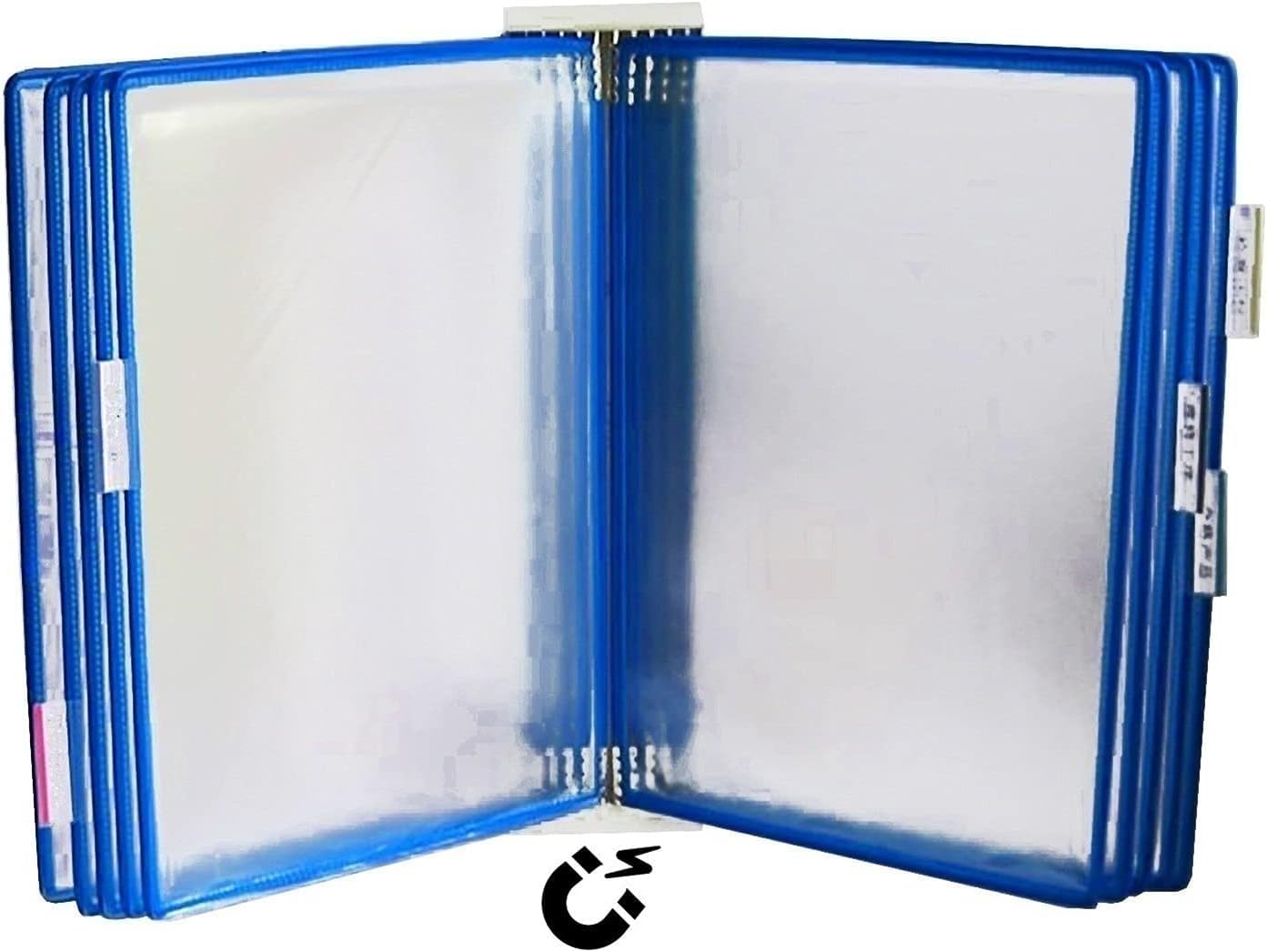 Uchwyt na dokumenty A4 montowany na ścianie, Teczka ścienna A4 – A4 [8,26 cala × 11,69 cala], 20 kieszeni z etykietą, przymocowana do metalowego urządzenia(Blu)