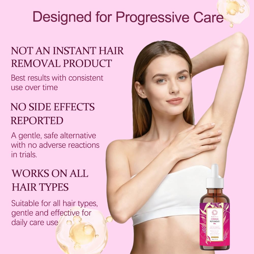 Cyperus Rotundus Seed Oil 60ml – Enhanced Botanical Formula with Hair Inhibiting Complex, Infused with Narcissus & Japanese Yam Extract, Lightweight Body Care Blend