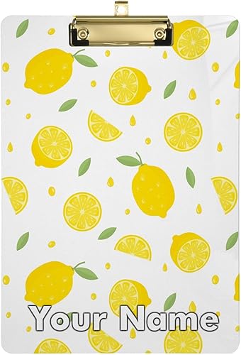 Portapapeles de verano de limón para enfermería, portapapeles de enfermería estándar A4 tamaño carta con clip de enfermera, tablero decorativo para