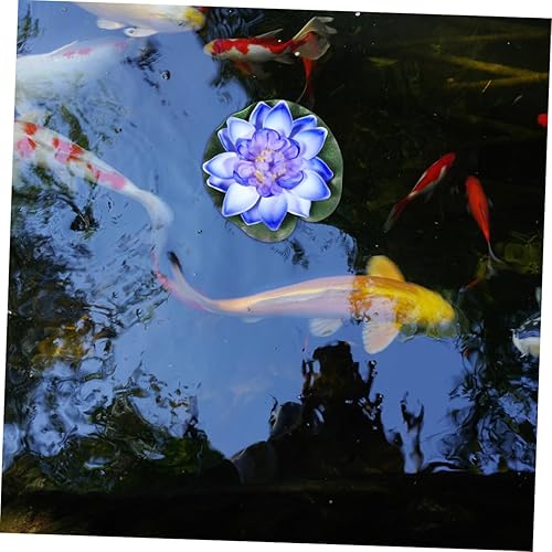 Miniatura 4 de Eva Material Lotus Flores Flotantes Piscina Decoración 3.9 in Lirios de Agua Artificiales Sin Riego para Jardín