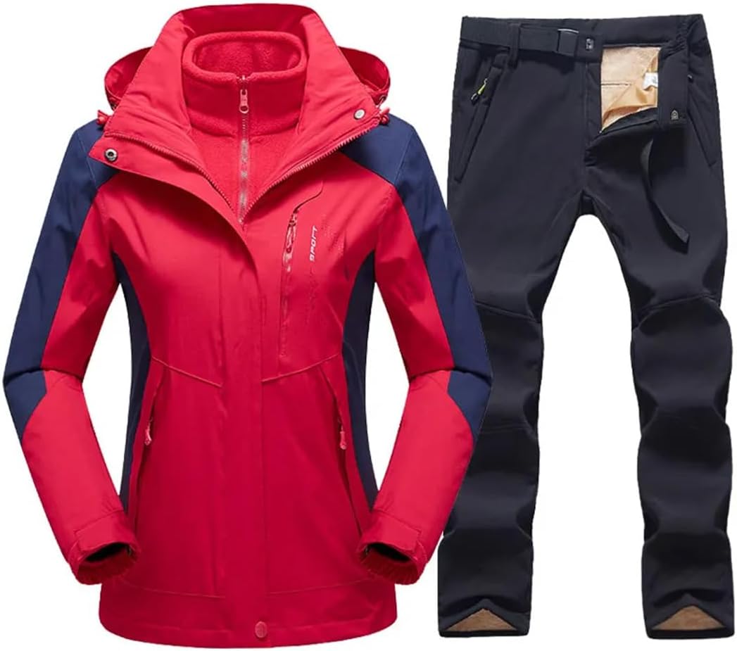 Women's Winter Ski Suit 3 In 1 Snow Ski Jackets Warm Windproof Thickened Snowboard Jacket And Pants
