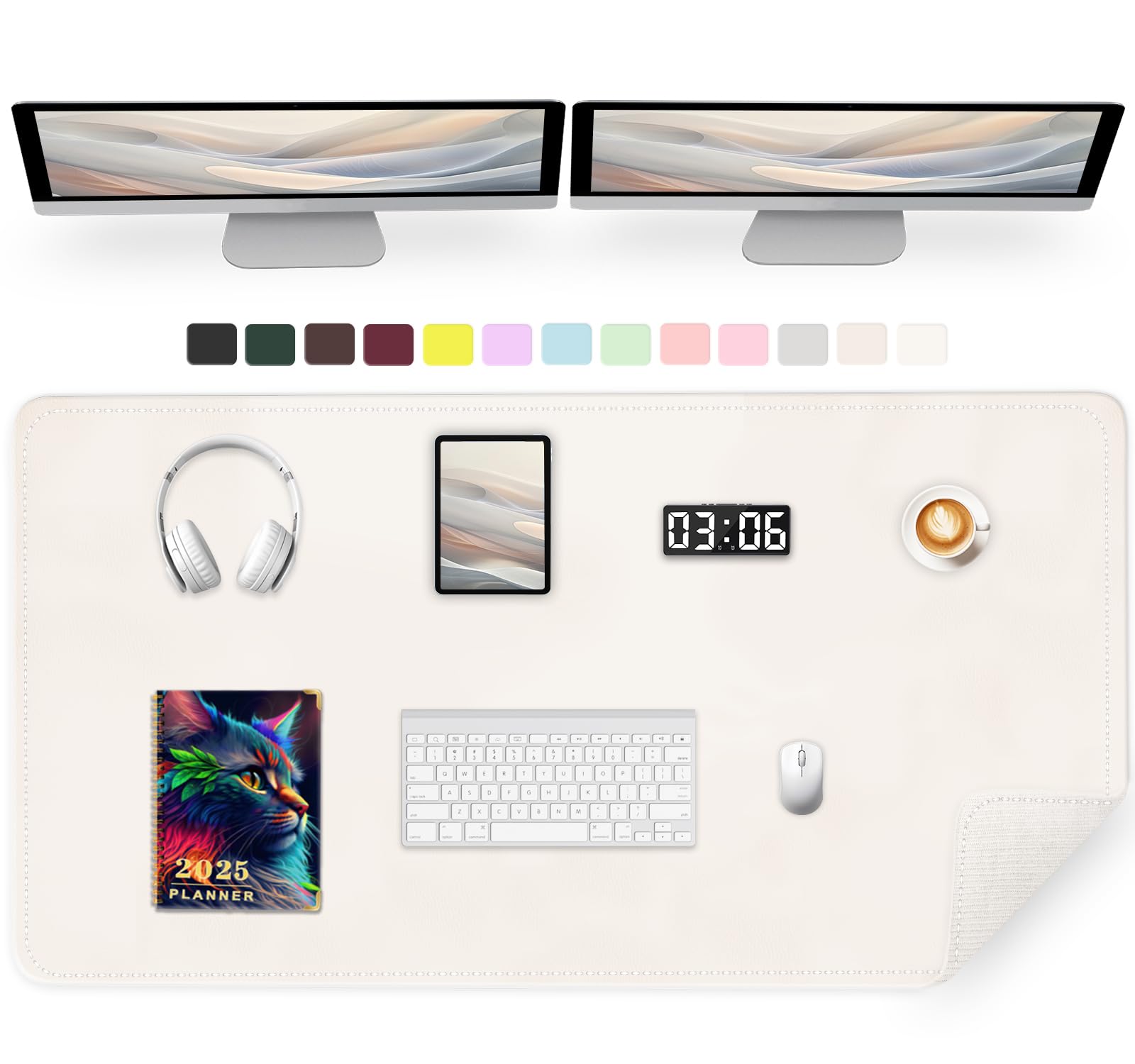 Tapis de bureau grande taille pour ordinateur clavier souris blanc - 7