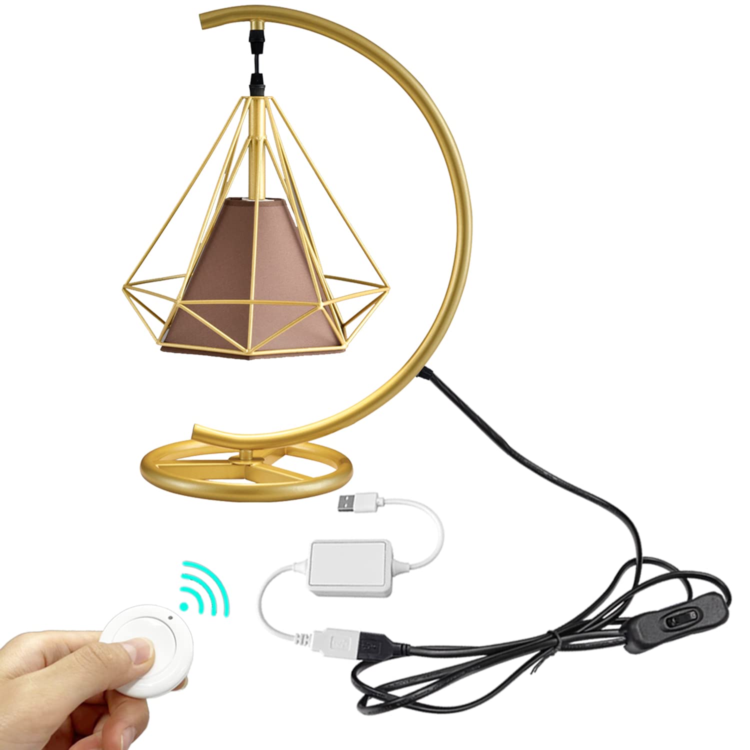 Stolik nocny Przełącznik zdalnego sterowania, Regulowane lampy nocne z minimalistycznym tkaninowym żelaznym kloszem, lampa biurkowa Idealna do sypialni, salonu, gabinetu (Glod+B)