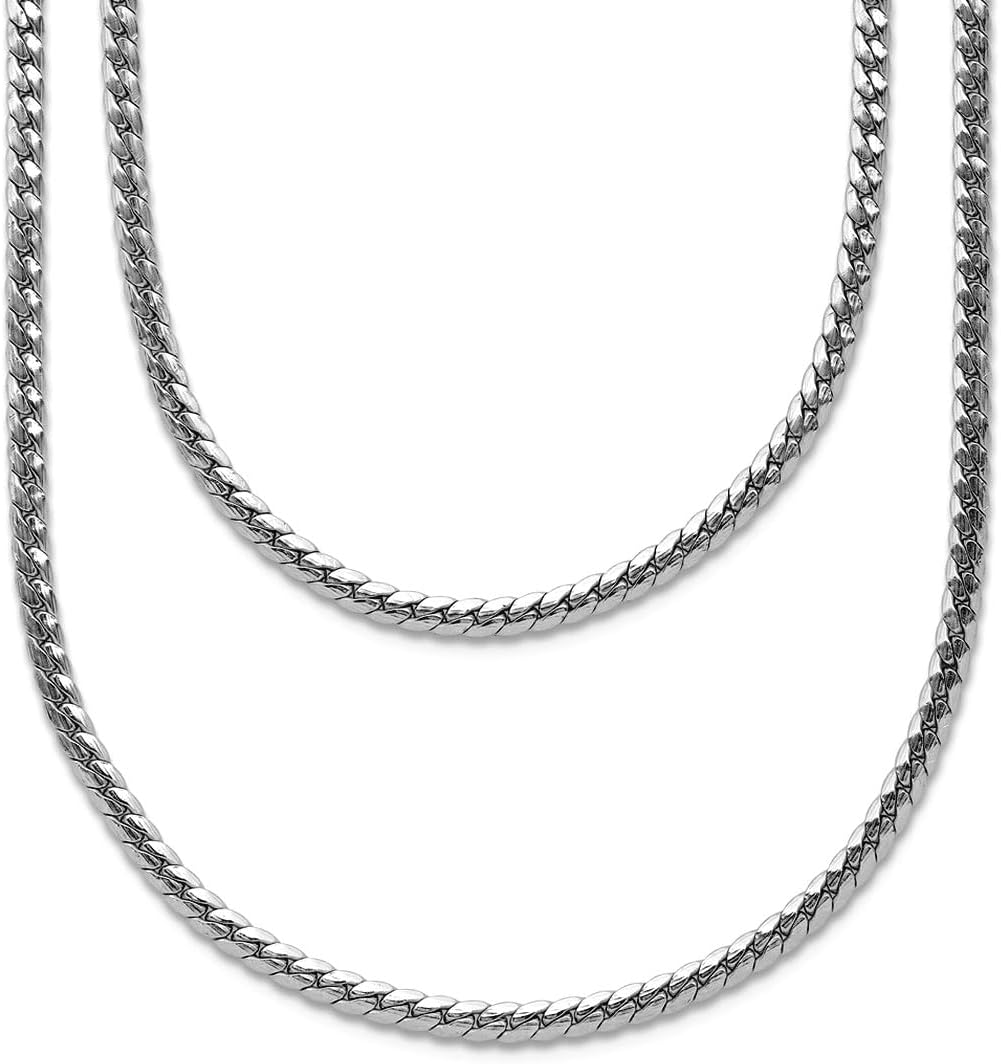 JewelryWeb 2.13mm 925 Sterling Silver Rhodium Plated Pol. Fancy 2-strand With 2 Inch Extension Necklace 16 Inch Strand Necklace for Women