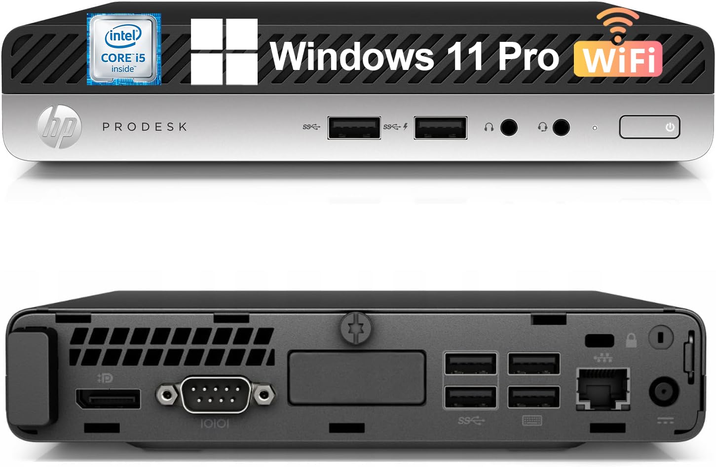 HP ProDesk 400 G3 Mini Ordinateur de Bureau, Intel Core i5-7500T, 8 Go de RAM, 256 Go de SSD, WiFi, Bluetooth, Clavier américain (QWERTY), Windows 11 Pro (reconditionné)