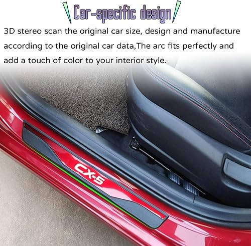 Miniatura 6 de Bmolpt Accesorios de interior personalizados, 4 piezas para Mazda CX-5 CX5 2013-2022, protector de umbral de puerta de automóvil, placas de