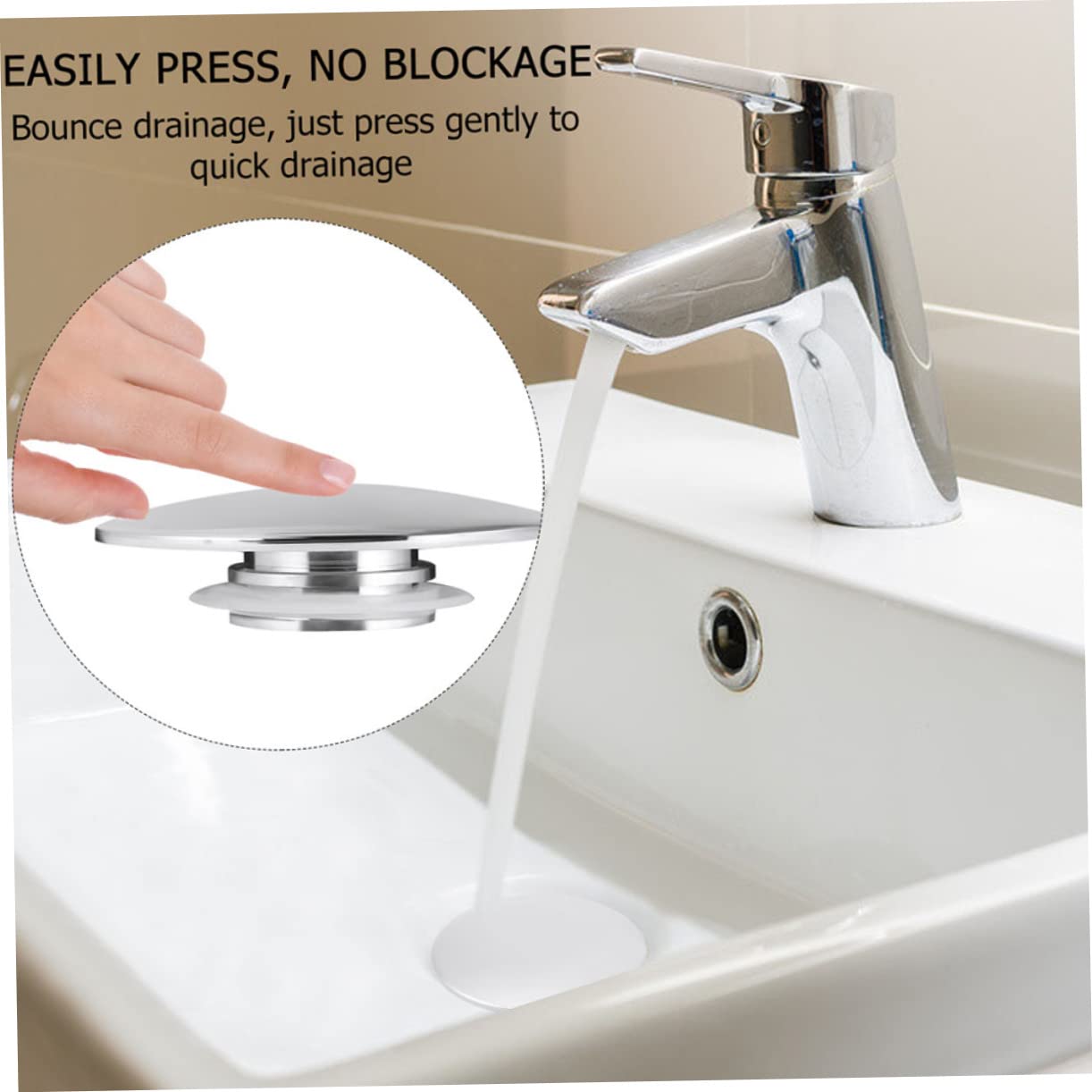 SHINEOFI 3 Set Pannello Di Rimbalzo Tappo Del Lavandino Rimbalzante Scarico Della Vasca Da Bagno Copripiletta Per Lavabo Coperchio Di Scarico Lavello Silver Acciaio Inossidabile 2 Pezzi * 3