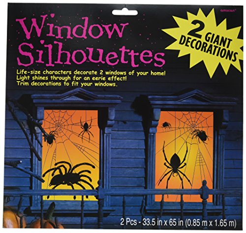 Amscan 459021 Spider Window Silhouette, 2 pcs Party Supplies Black/Orange, 65
