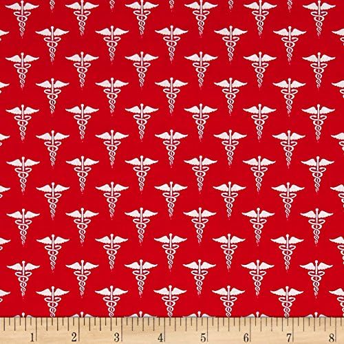 Whistler Studios Calling All Nurses Symbol Red, Fabric by the Yard