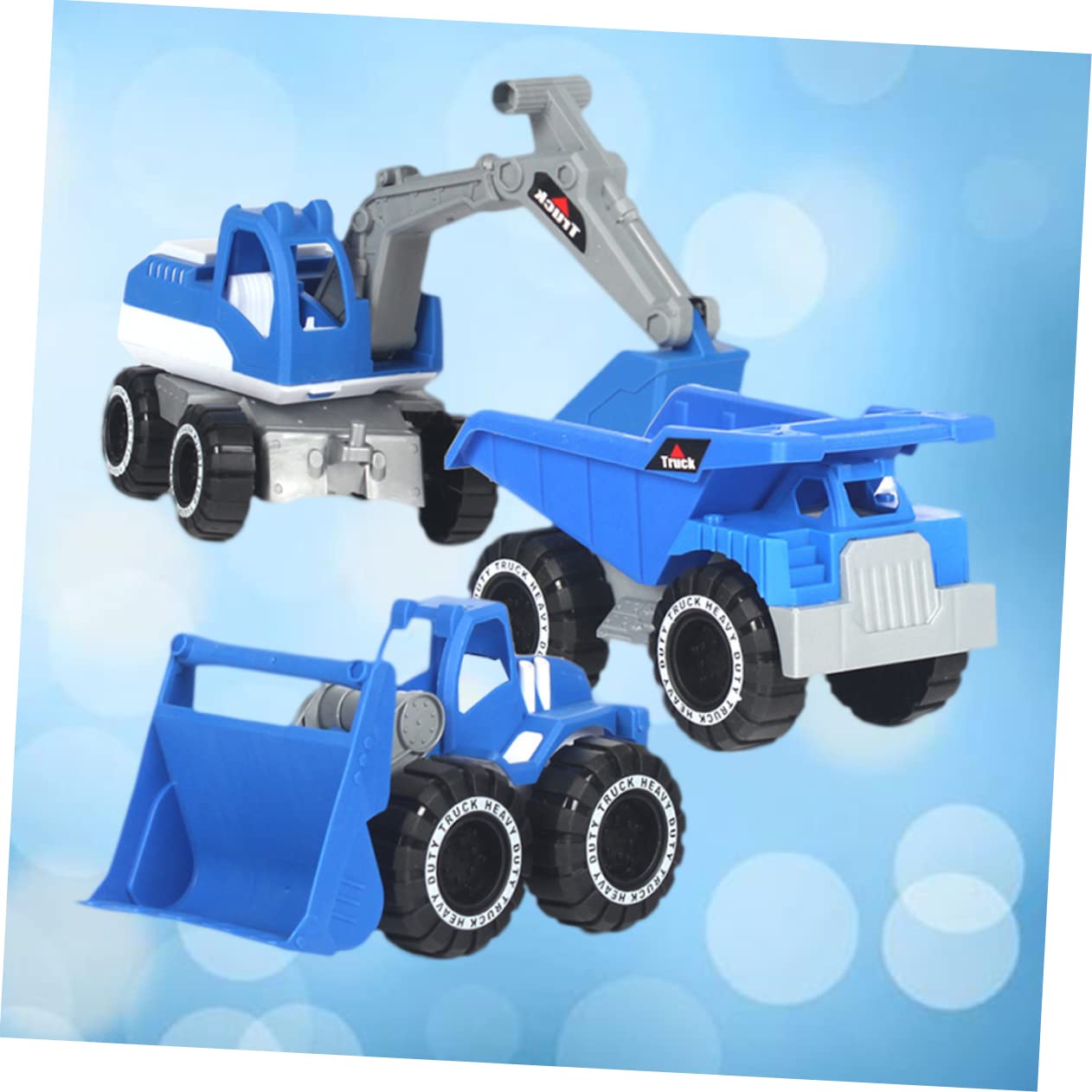 FRCOLOR Camión Excavadora de Juguete de Plástico 3piezas Azul para Niños
