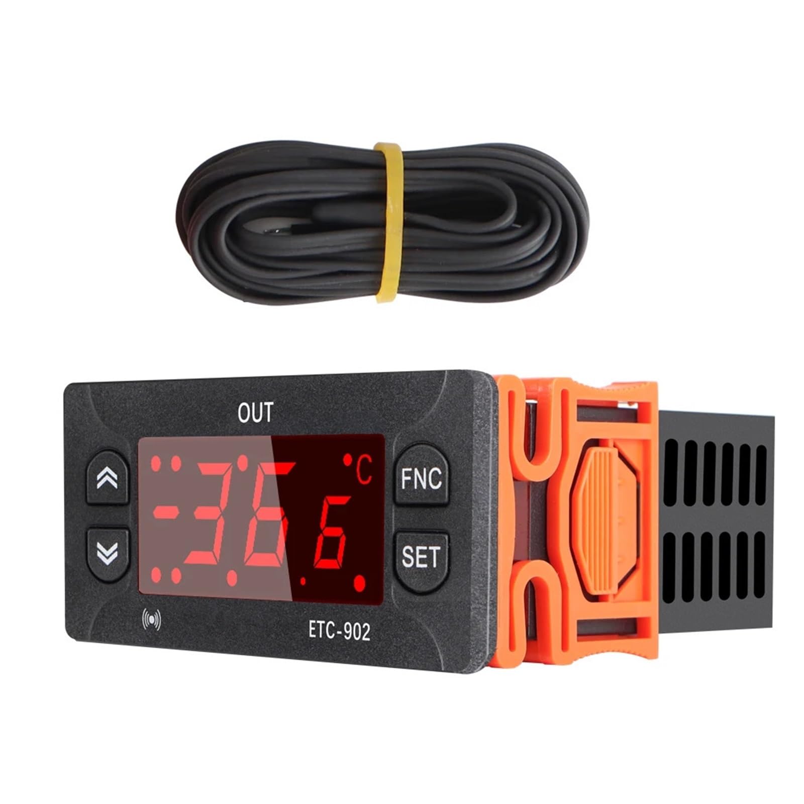 Cyfrowy regulator temperatury ETC 902, 12 V, 24 V, 110 V i 220 V, termostat, grzałka, chłodnica, chłodzenie i alarm. (DC 12 V-24 V)