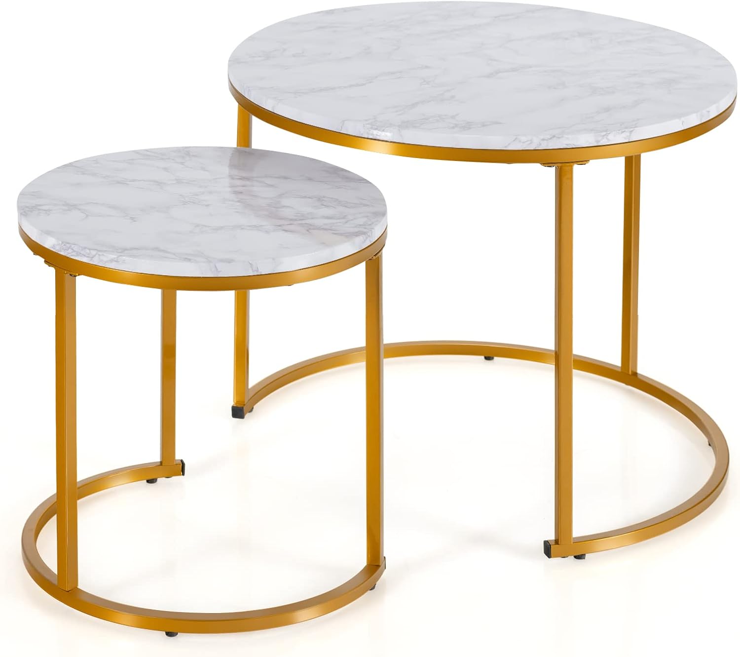 COSTWAY Set of 2 Nesting Tables, Stackable Coffee Snack Table Laptop