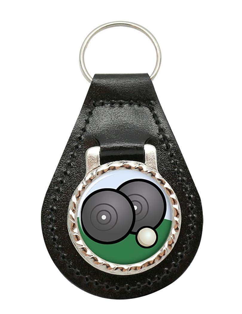 Giftshop UK Lawn Bowls Leather Key Fob