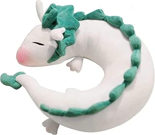 NONBILL Neck Pillow, U Shape Pillow, White Dragon Plush Doll, Spirited Away White Dragon Pillow, Soft Plush Dragon Stuffed Doll, Travel Pillow, Christmas Birthday Gift for Adults.