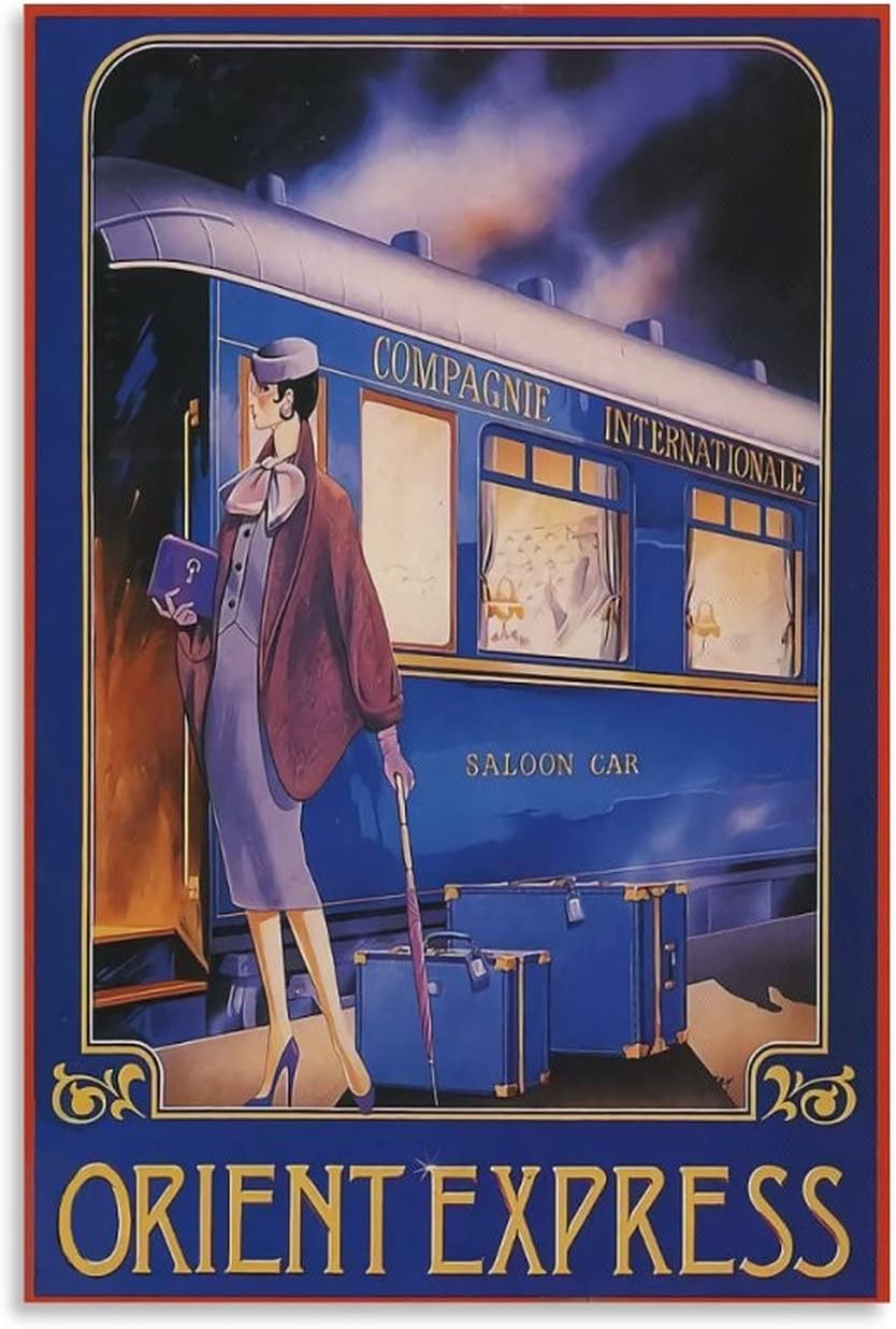 Orient Express Poster Vintage Steam Train Travel Art Canvas Print Gift Canvas Painting Posters And Prints Wall Art Pictures for Living Room Bedroom Decor 08x12inch(20x30cm) Unframe-style